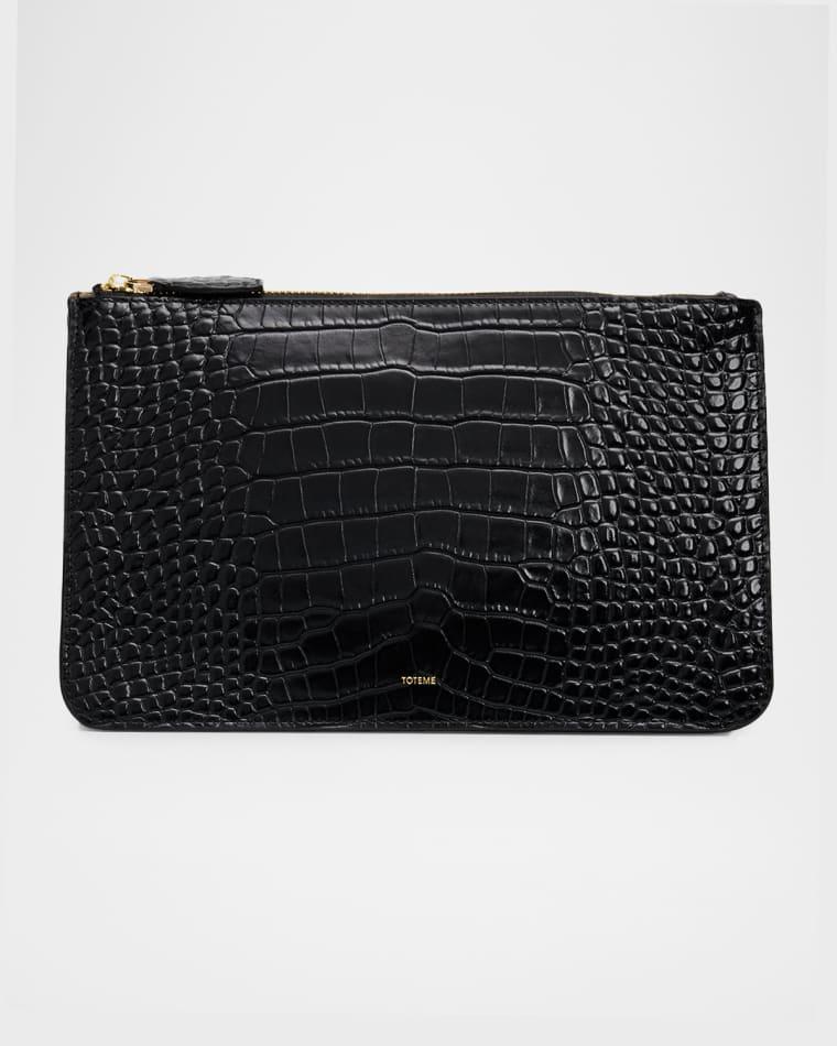 Croc-Embossed Leather Clutch Bag by TOTEME