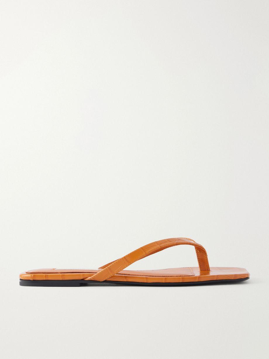 Croc-effect leather flip flops by TOTEME