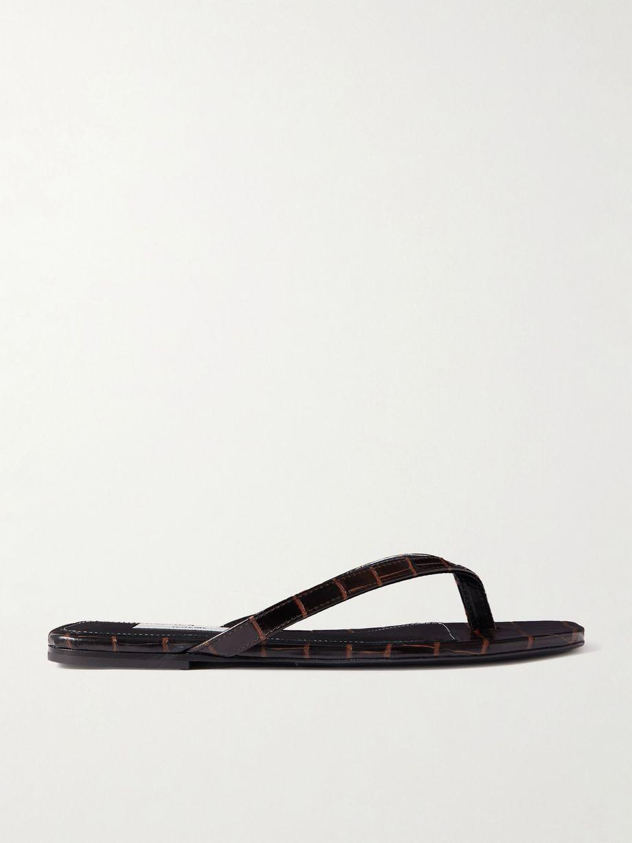 Croc-effect leather flip flops by TOTEME