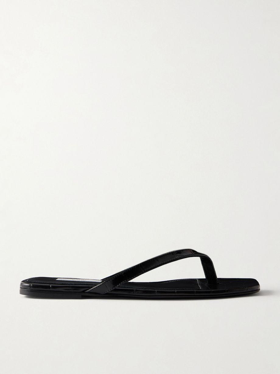 Croc-effect leather flip flops by TOTEME