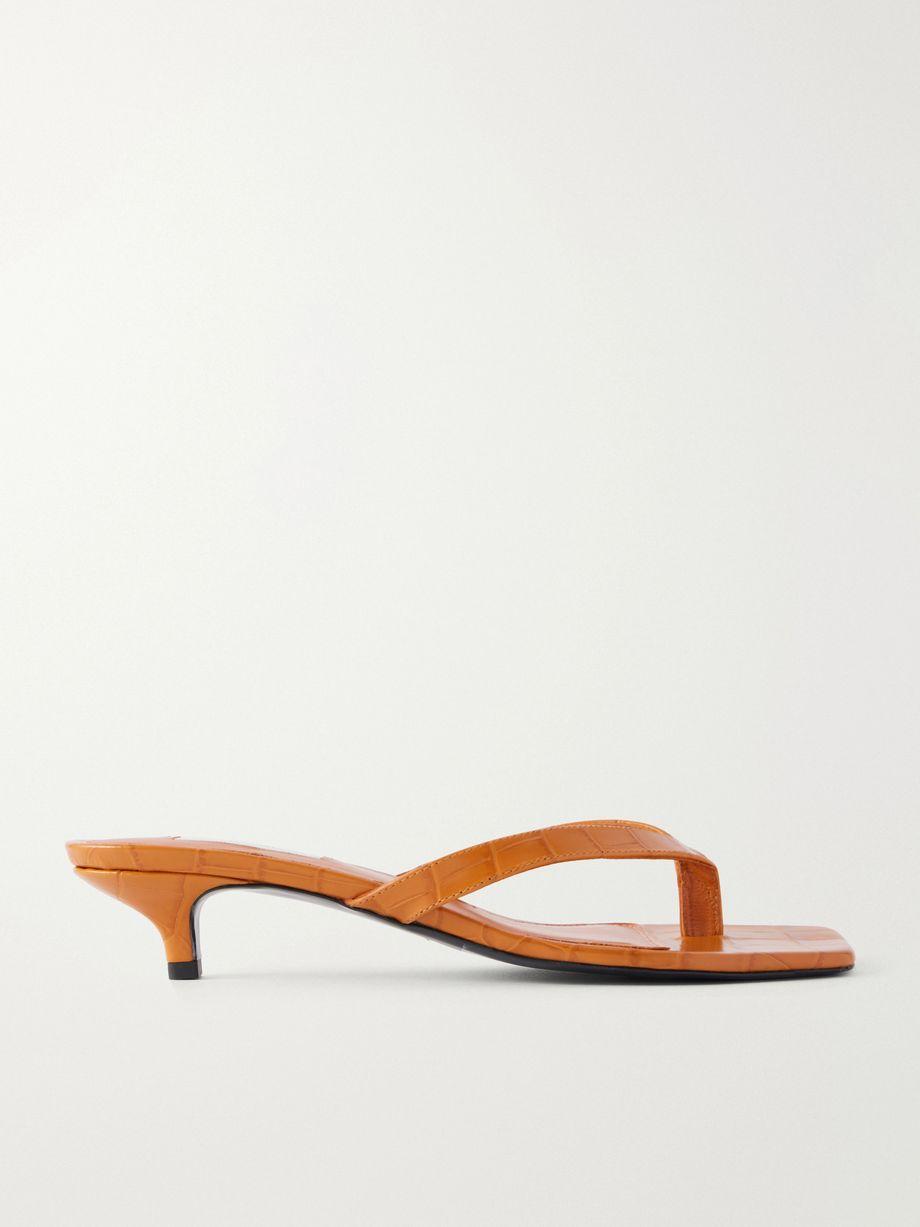 Croc-effect leather sandals by TOTEME
