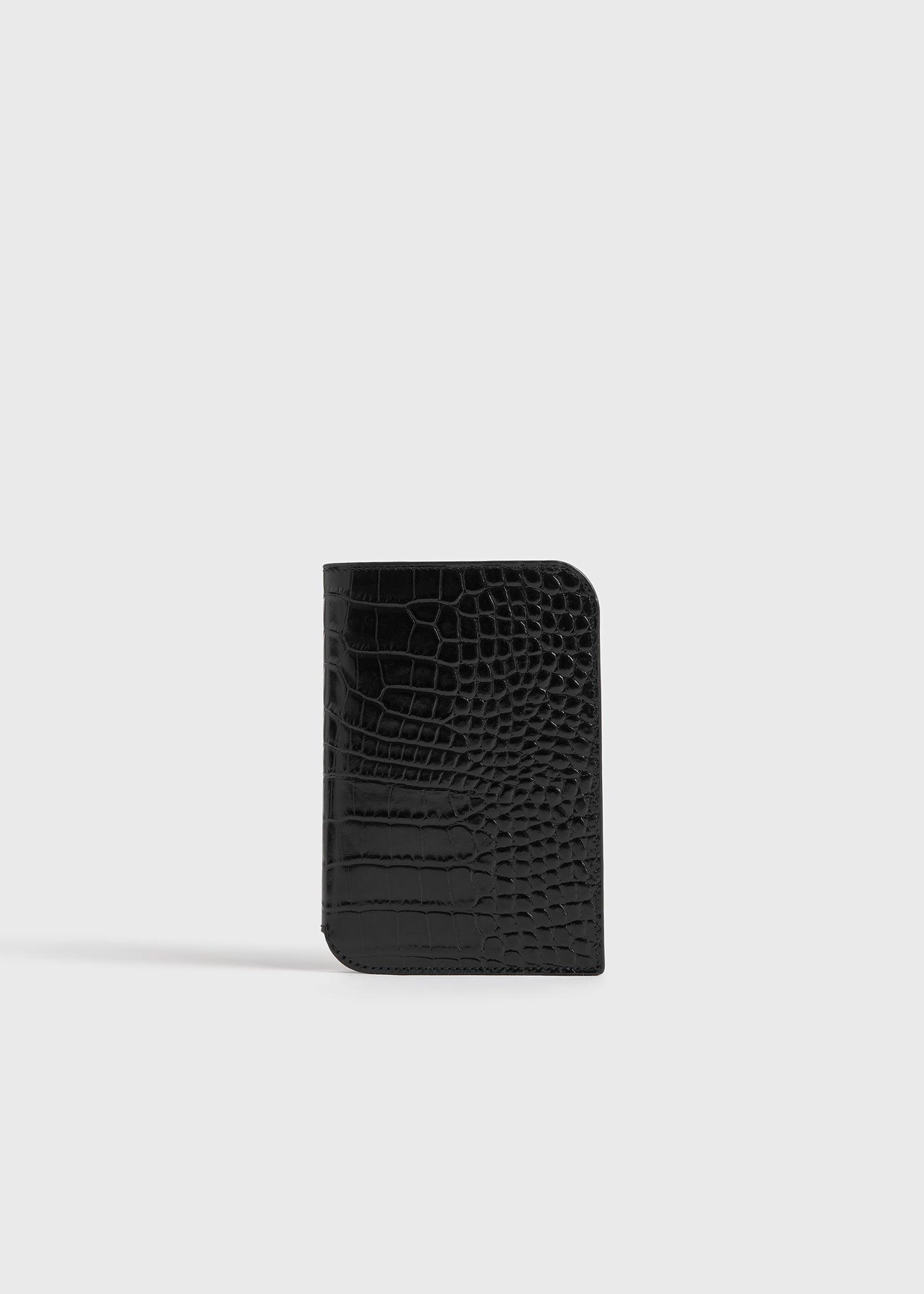 Croco-embossed passport holder black by TOTEME
