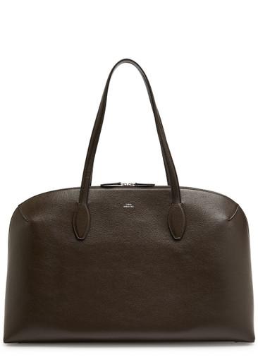 Day grained leather tote bag by TOTEME