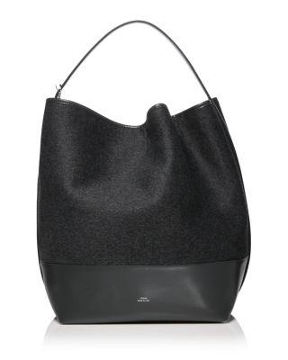 Doublé Belted Wool and Leather Trim Tote by TOTEME Doublé Belted Wool and Leather Trim Tote by TOTEME