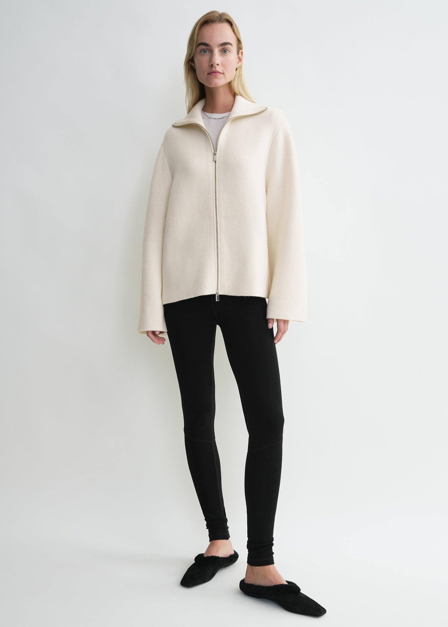 Double-knit zip sweater off-white by TOTEME
