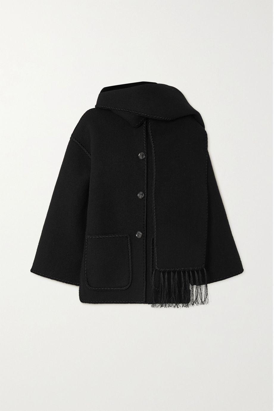Draped fringed wool-blend jacket by TOTEME