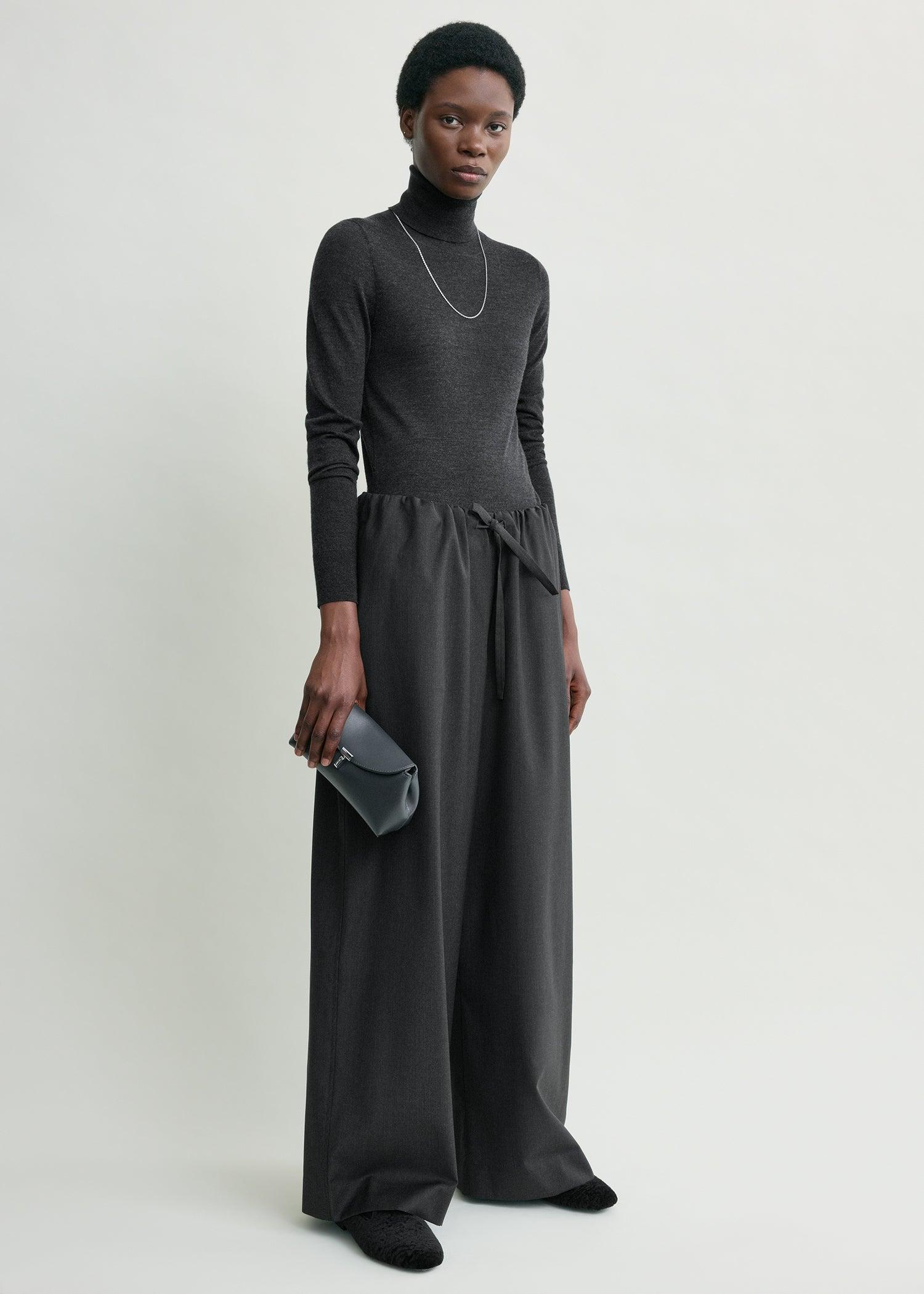 Drawstring dinner trousers charcoal melange petite by TOTEME