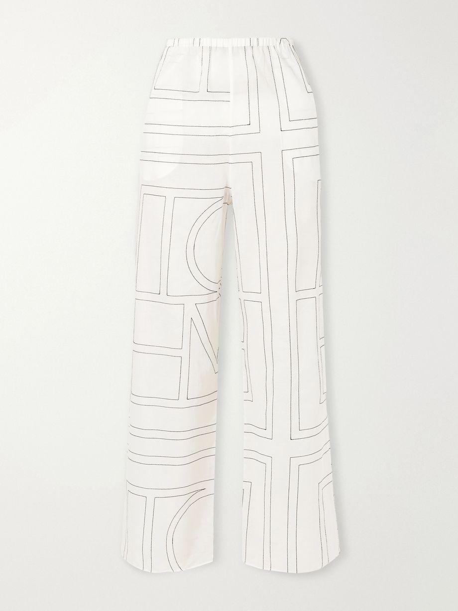 Embroidered organic cotton and Lyocell-blend wide-leg pants by TOTEME