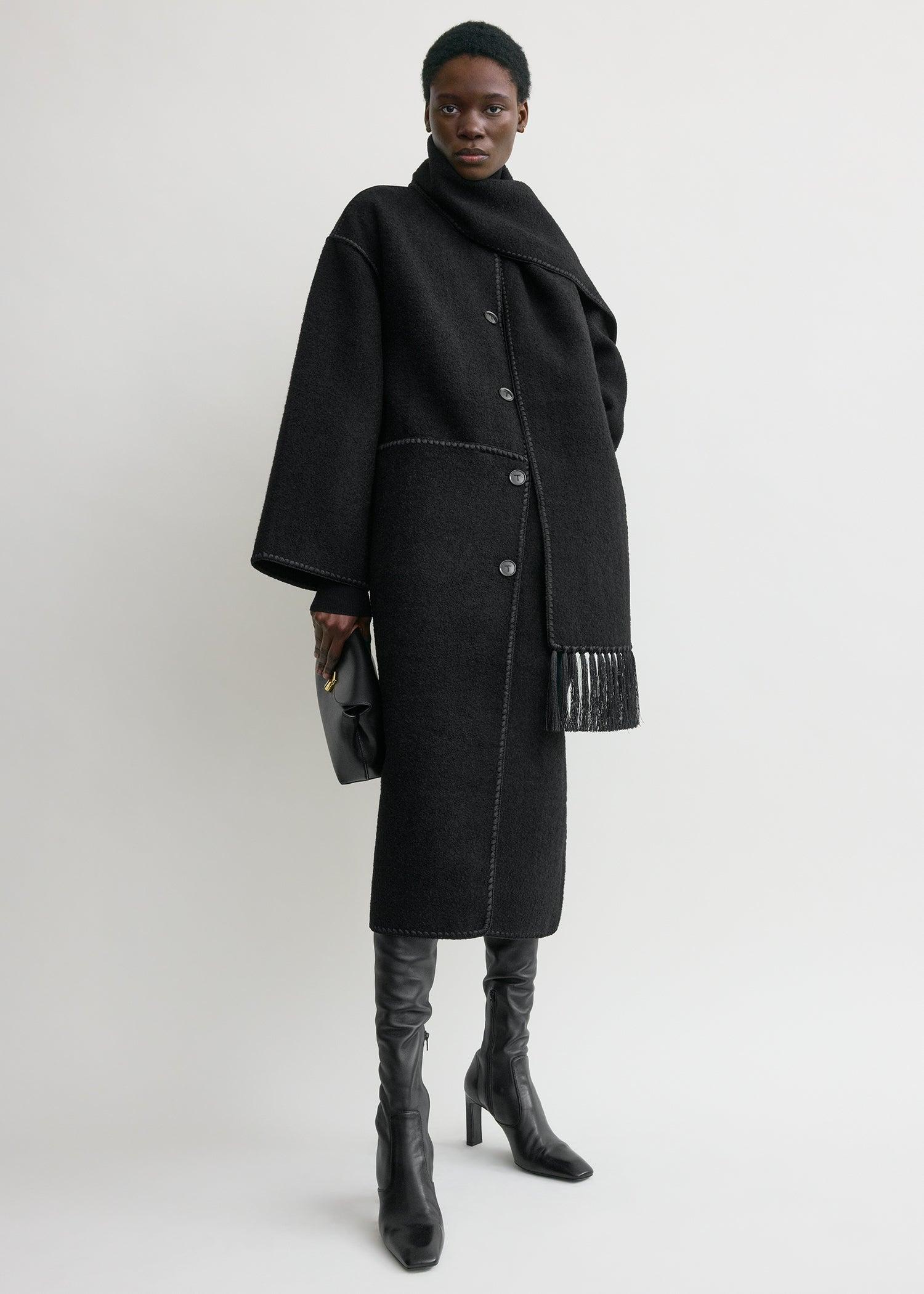 Embroidered scarf coat black by TOTEME