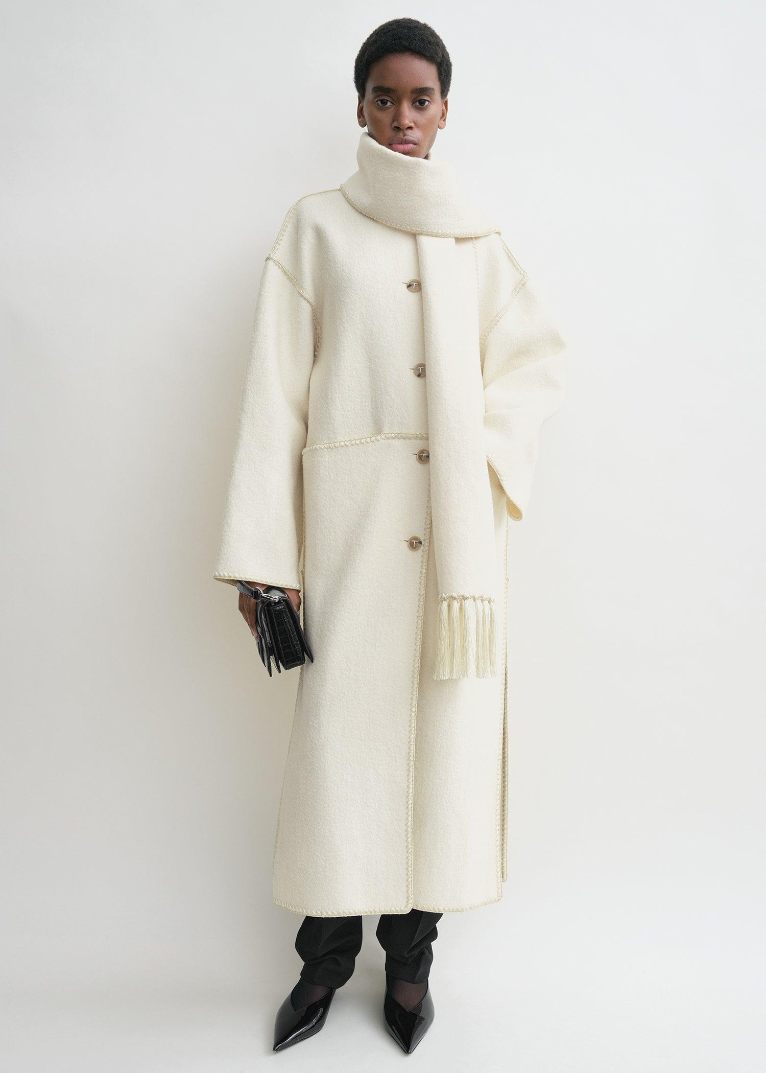 Embroidered scarf coat off white by TOTEME