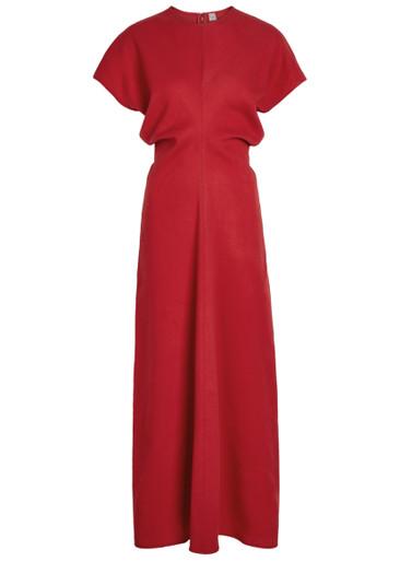 Fitted-waist wool midi dress by TOTEME