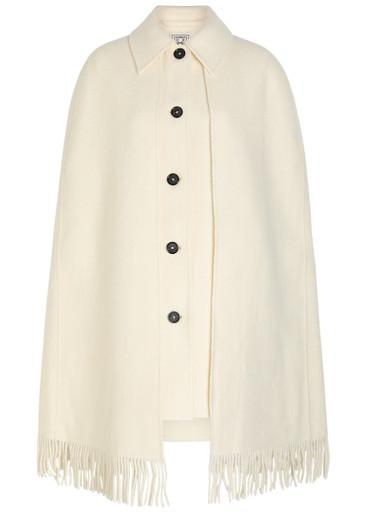 Fringed wool-blend cape coat by TOTEME