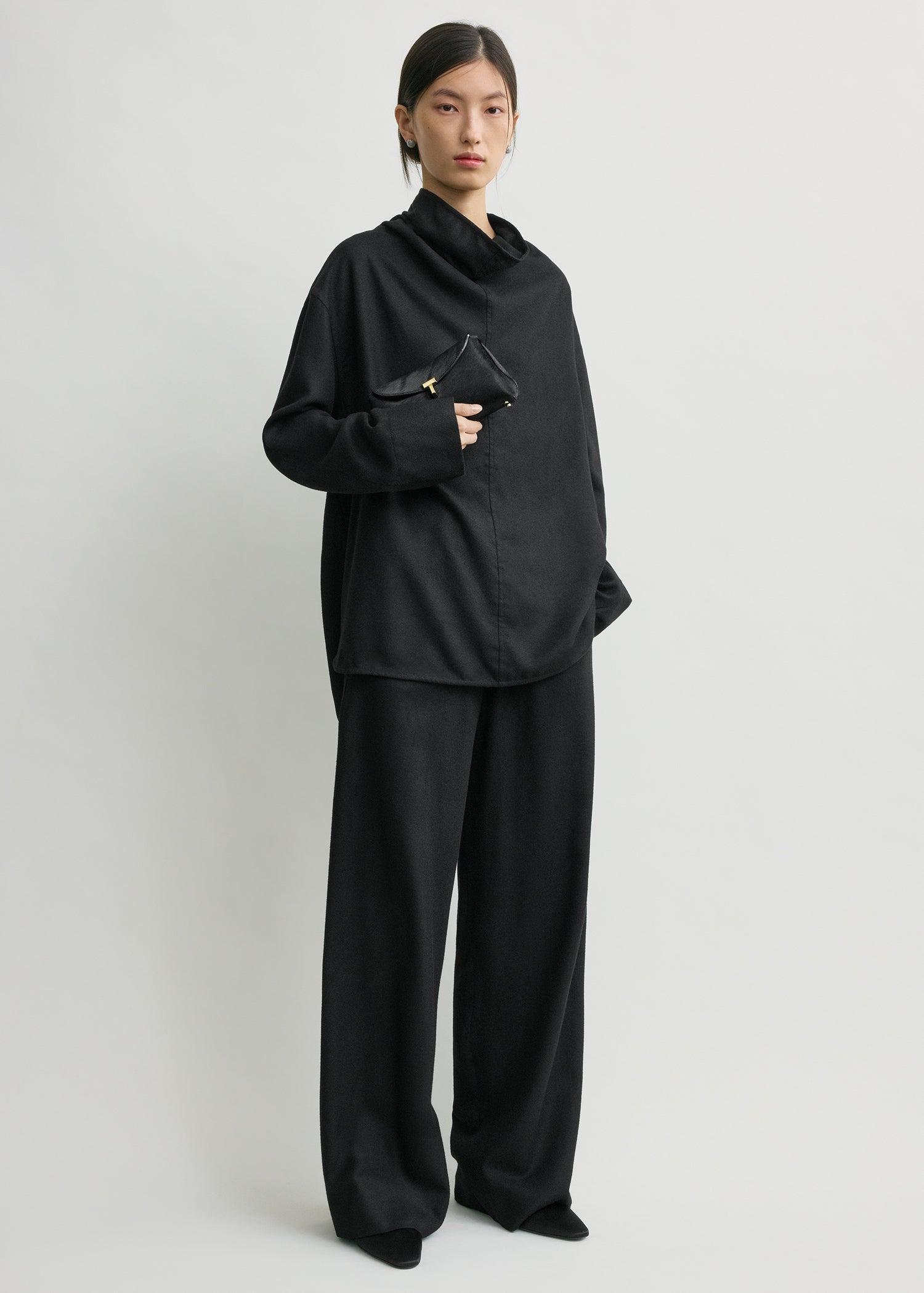 Funnel-neck flannel top black petite by TOTEME