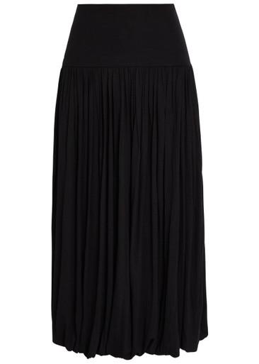 Gathered crepe-jersey midi skirt by TOTEME