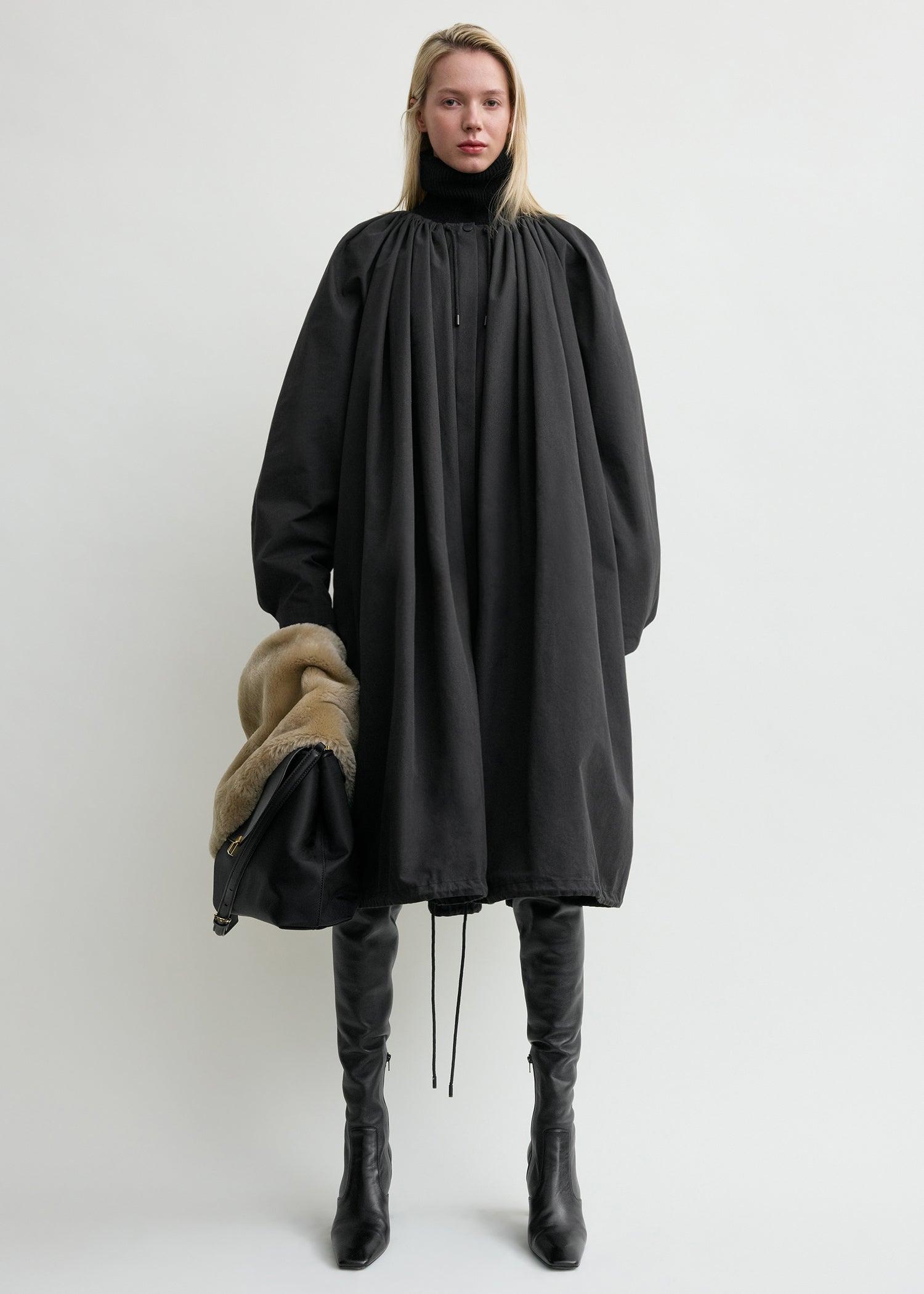 Gathered parachute coat black by TOTEME