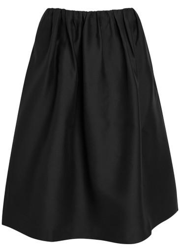 Gathered wool and silk-blend midi skirt by TOTEME