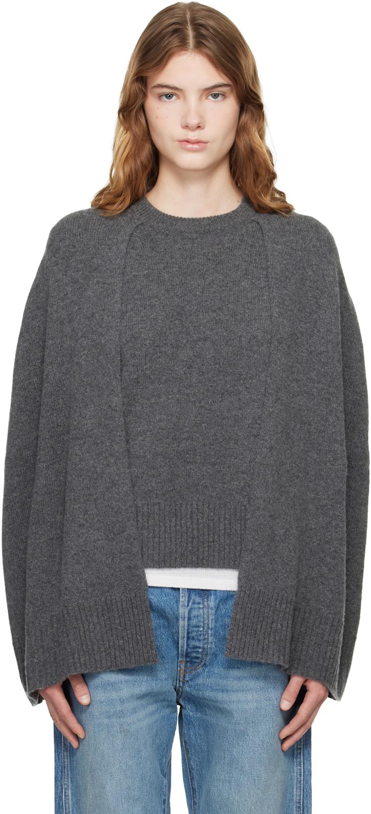 Gray Crew Cape Knit Sweater by TOTEME