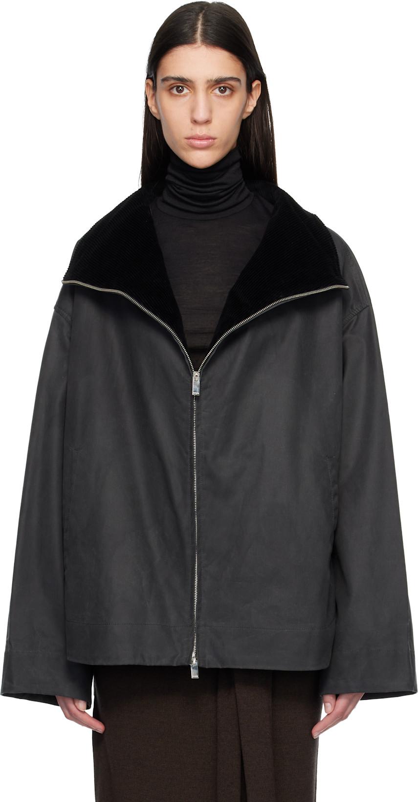 Gray Zipped Country Jacket by TOTEME