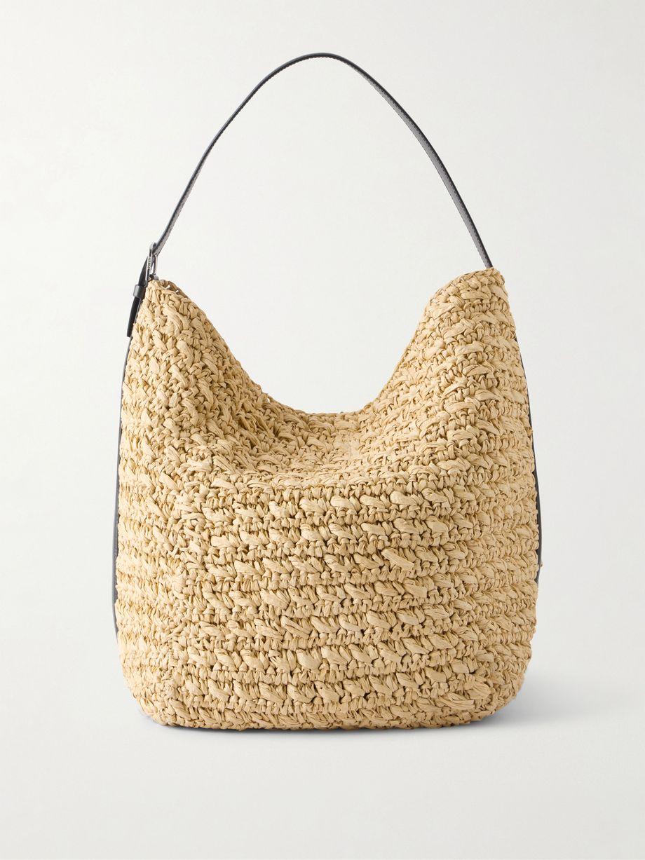 Leather-trimmed raffia shoulder bag by TOTEME