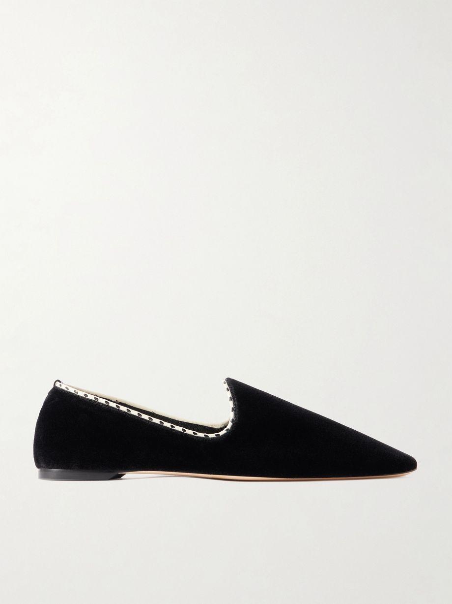 Leather-trimmed velvet slippers by TOTEME