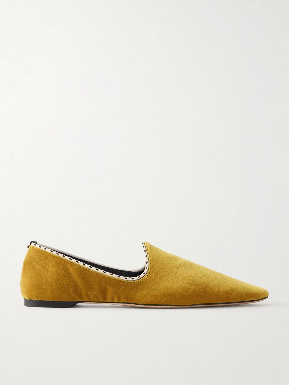 Leather-trimmed velvet slippers by TOTEME