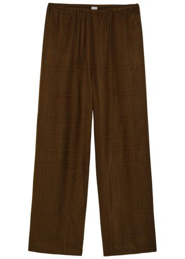 Logo-embroidered flannel trousers by TOTEME