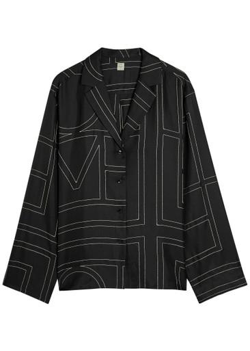 Logo-embroidered silk-satin shirt by TOTEME