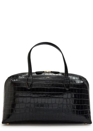 Lounge medium crocodile-effect leather top handle bag by TOTEME