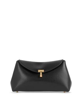 Mini T-Lock Leather Clutch by TOTEME