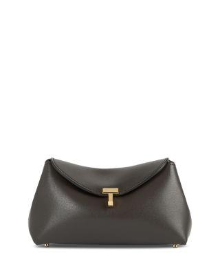 Mini T-Lock Leather Clutch by TOTEME