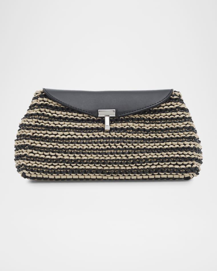 Mini T-Lock Woven Leather Clutch Bag by TOTEME