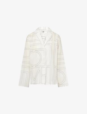 Monogram Spread-Collar Cotton-Blend Shirt by TOTEME