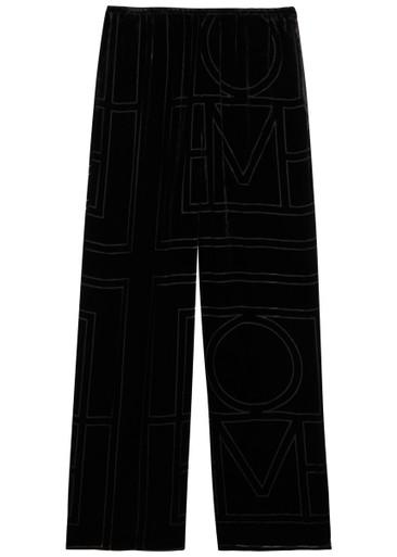 Monogram devore velvet pyjama trousers by TOTEME Monogram devore velvet pyjama trousers by TOTEME