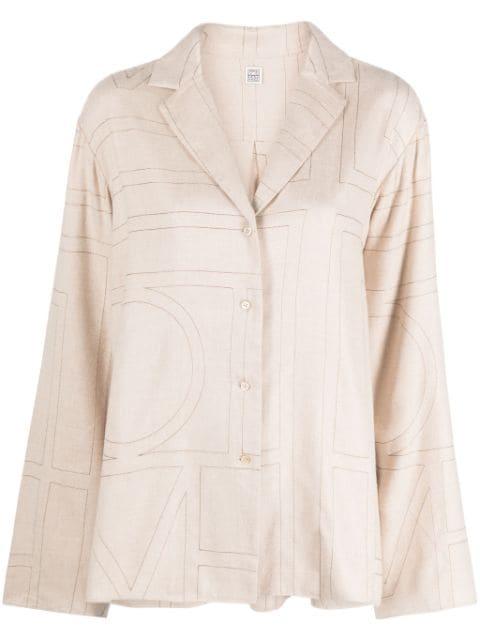 Monogram flannel pajama top by TOTEME
