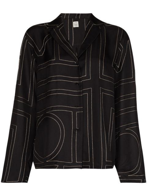Monogram silk pajama top by TOTEME