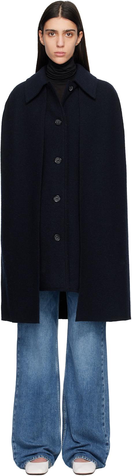 Navy Cape Coat by TOTEME