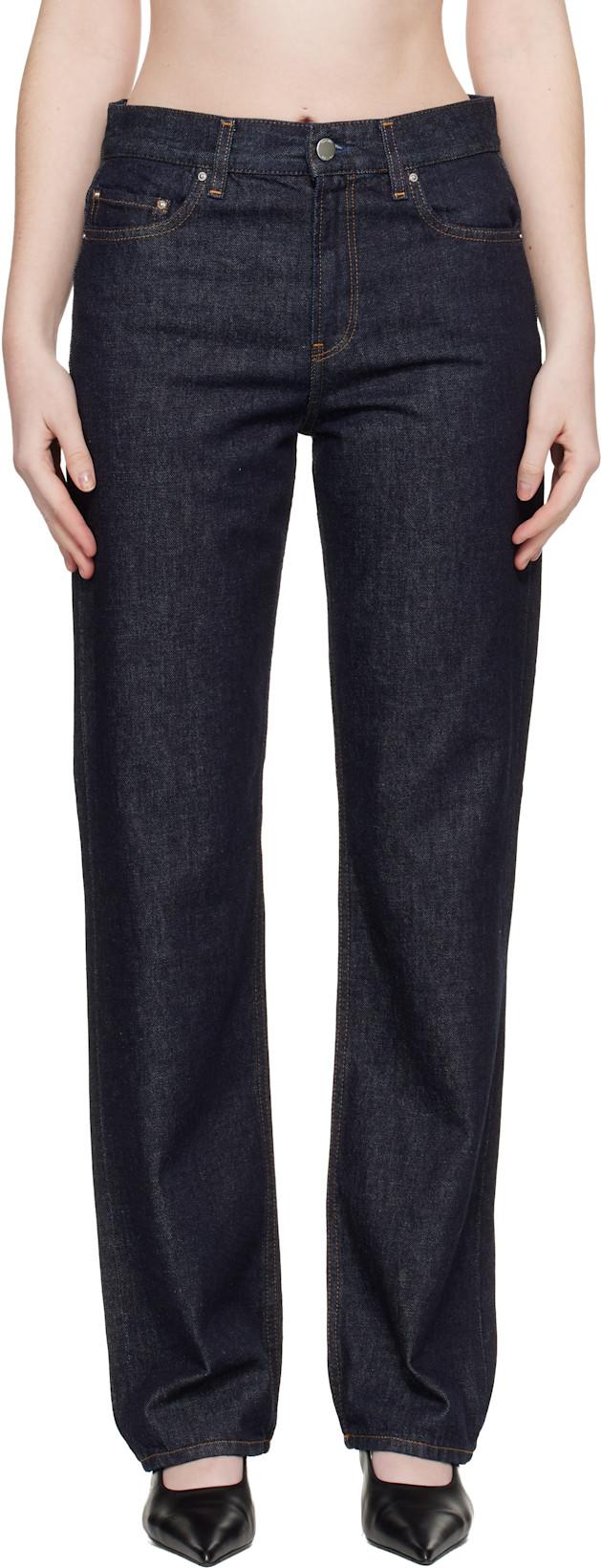 Navy Low Straight Jeans by TOTEME