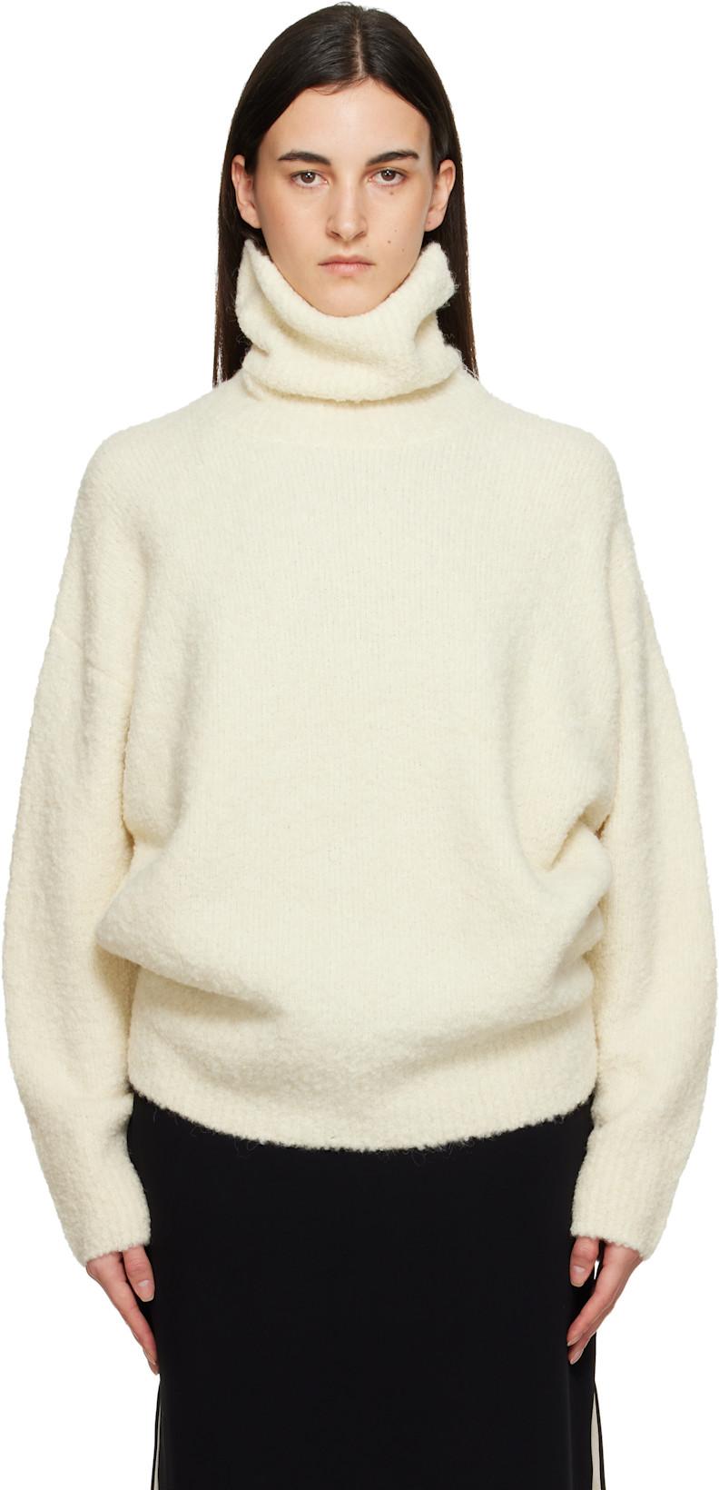 Off-White Bouclé Turtleneck by TOTEME