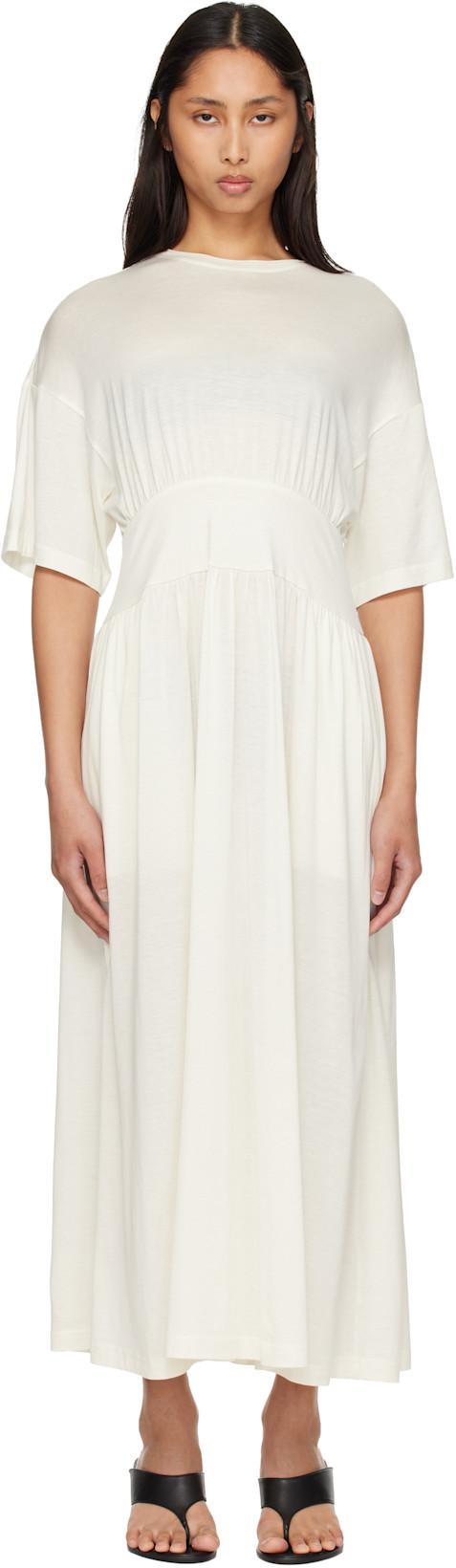 Off-White Cotton Silk Tee Midi Dress by TOTEME