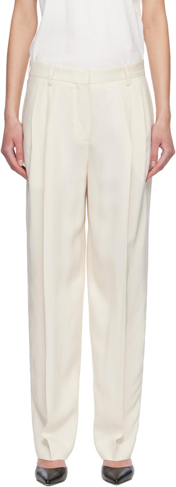 Off White Double-Pleat Fluid Trousers by TOTEME