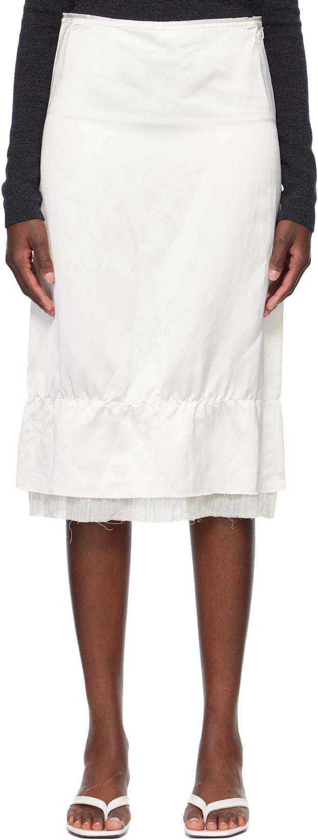 Off-White Layered Satin Midi Skirt by TOTEME