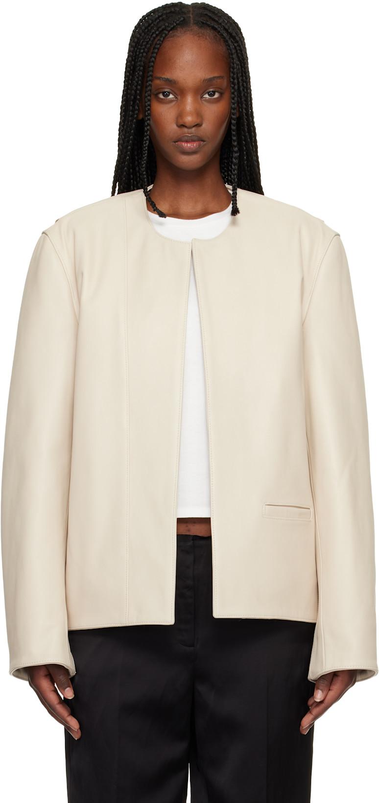Off-White Minimal Leather Biker Jacket by TOTEME