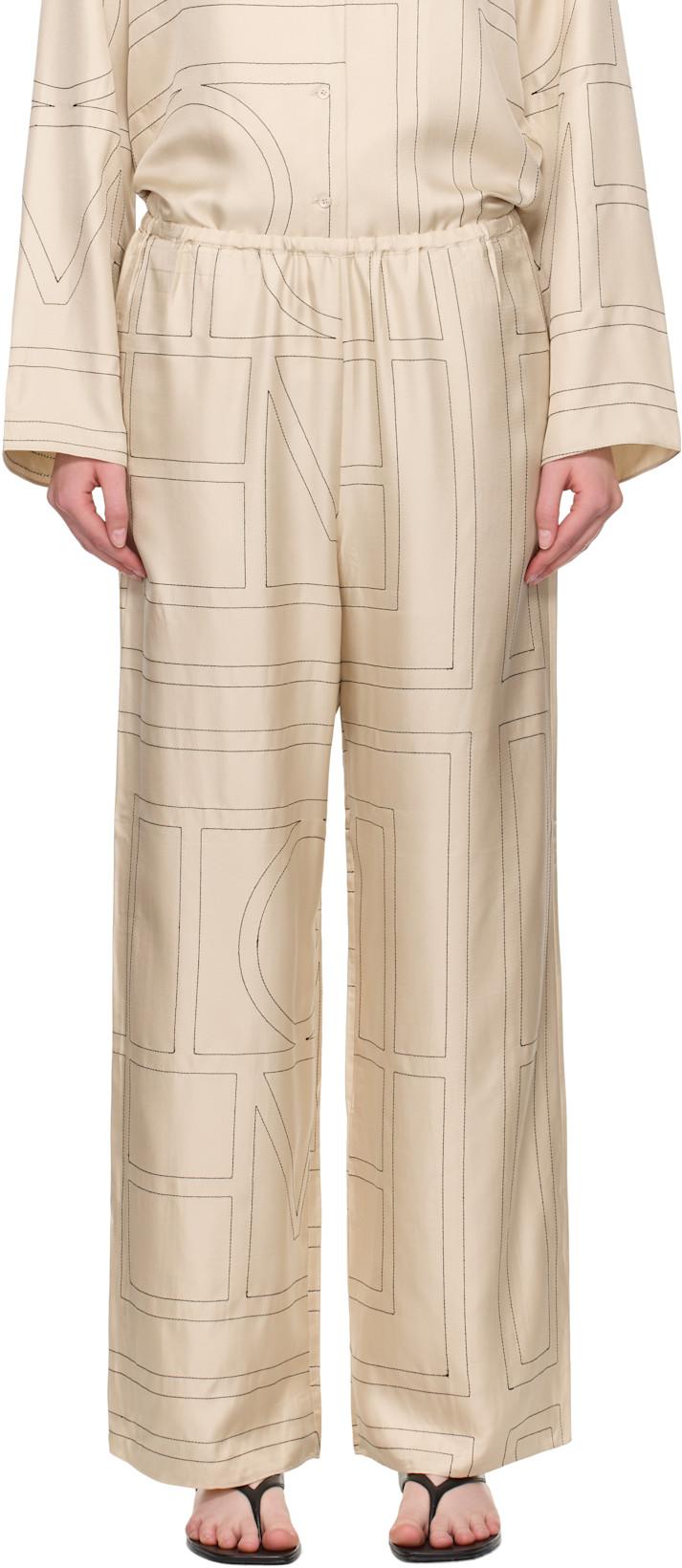 Off-White Monogram Silk PJ Lounge Pants by TOTEME