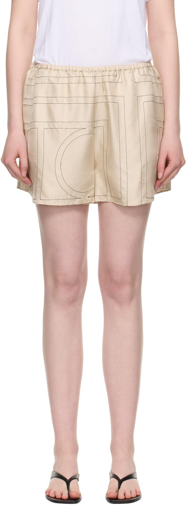 Off-White Monogram Silk PJ Shorts by TOTEME