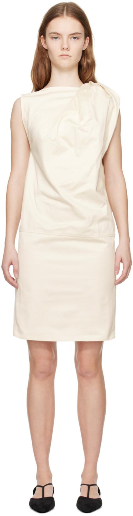 Off White Shoulder-Twist Midi Dress by TOTEME