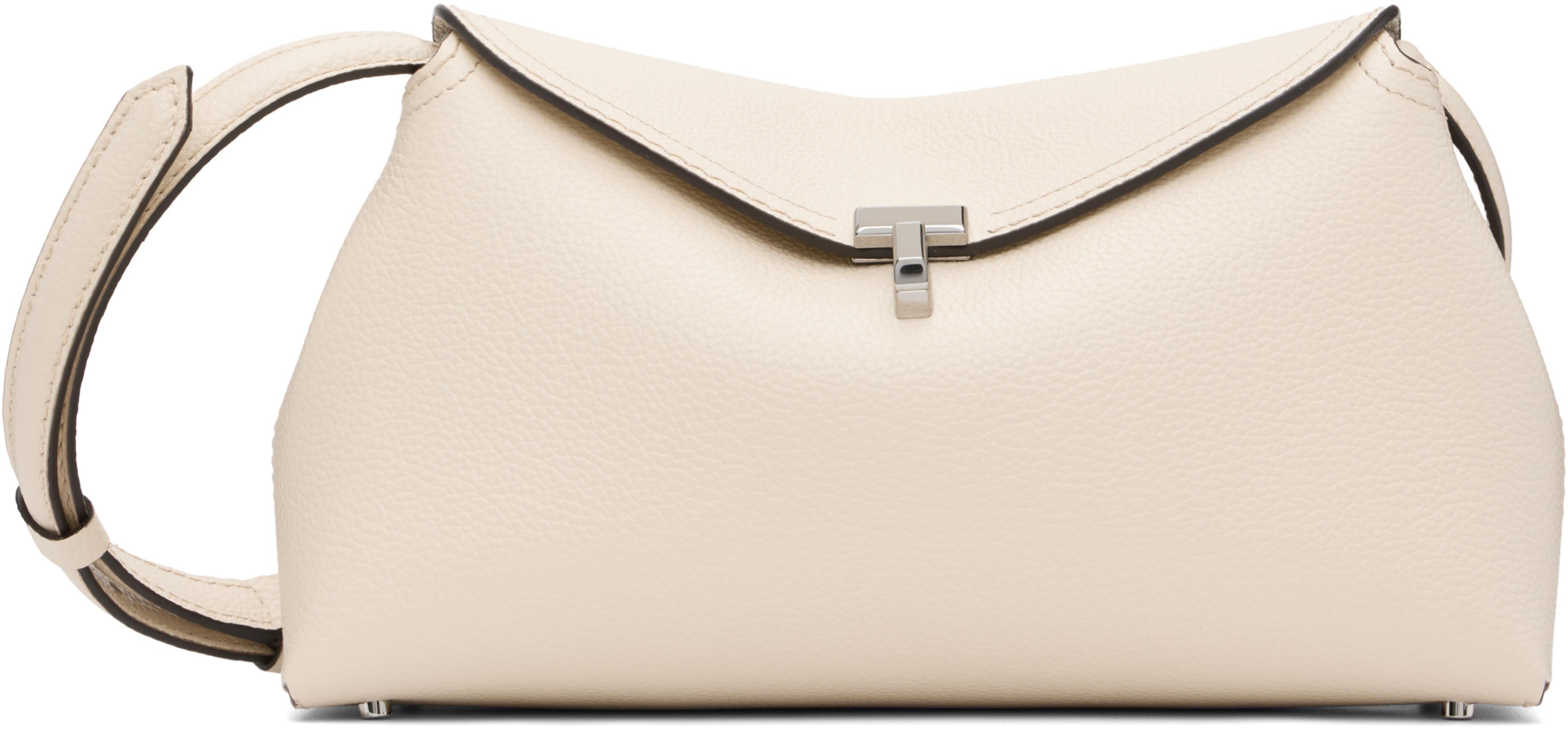 Off-White T-Lock Grained-Leather Clutch by TOTEME