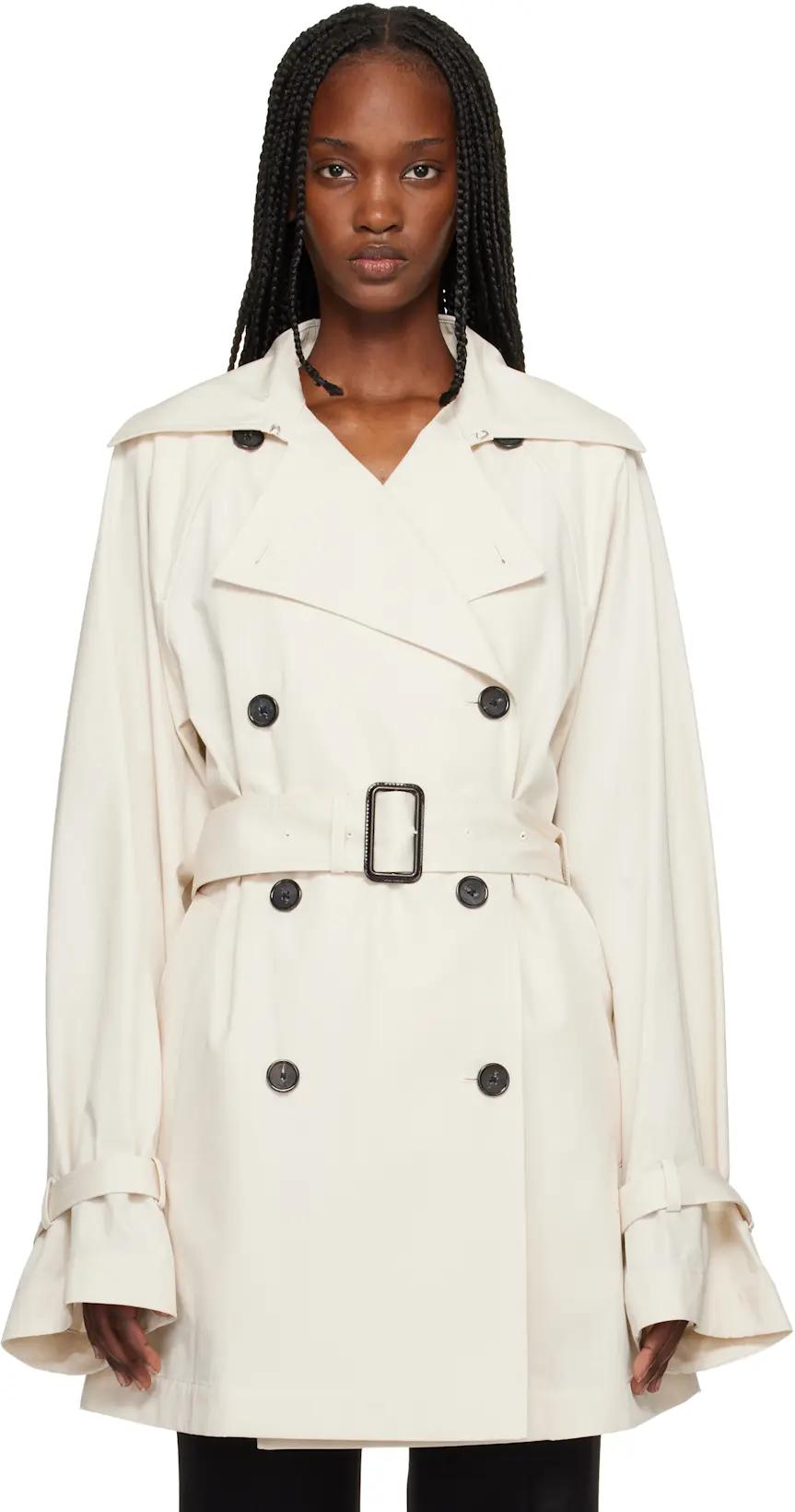 Off-White Washed Cotton Trench Coat by TOTEME