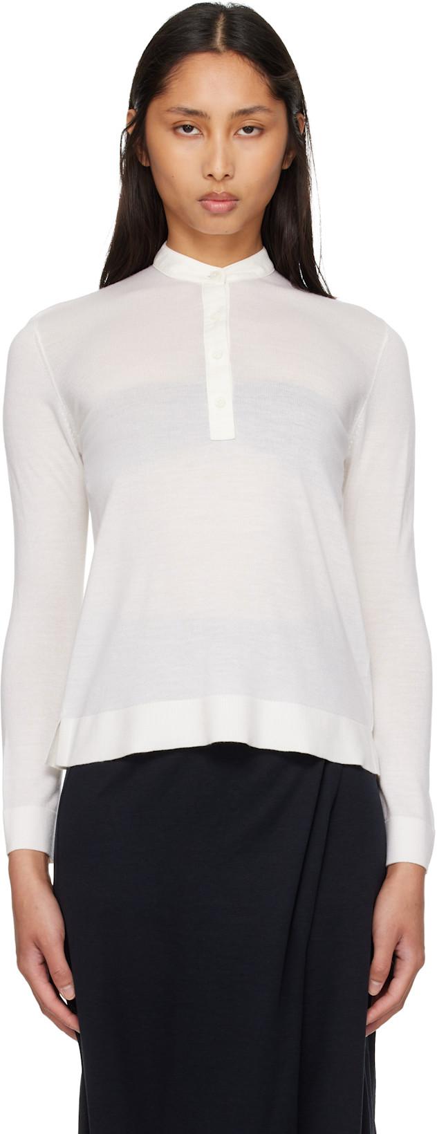 Off-White Wool Silk Knit Sweater by TOTEME
