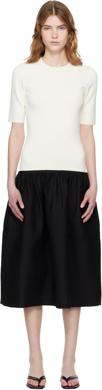Off-White & Black Twinflower Tee Midi Dress by TOTEME