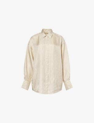 Oversized Striped Silk Shirt by TOTEME